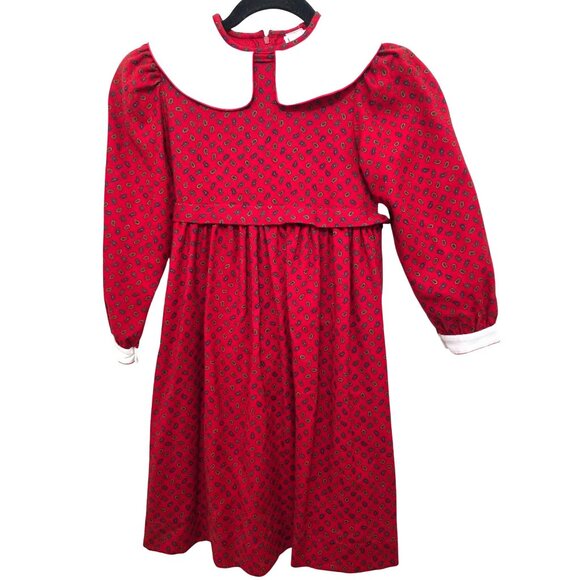 Vintage Nicole Ruiz Luiyella 80s Kid Y2k Cottage core Red Paisley Long Sleeve Dr - Picture 1 of 13